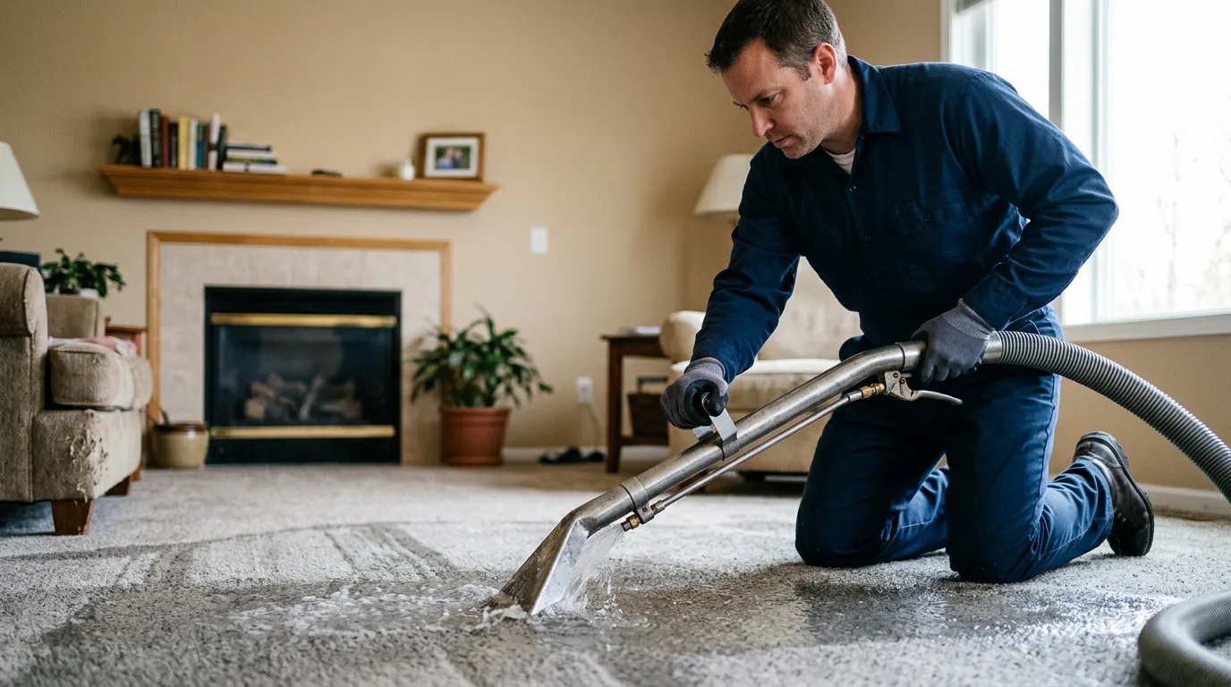 Water damage restoration technician working near Sunray, TX
